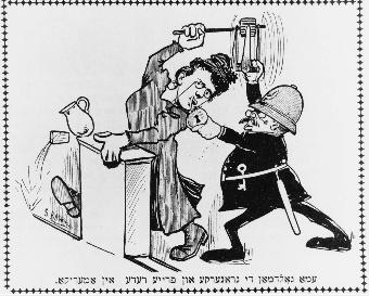Cartoon from Der Grosse Kundes (The Big Stick), November 1909. Courtesy of the Emma Goldman Papers.